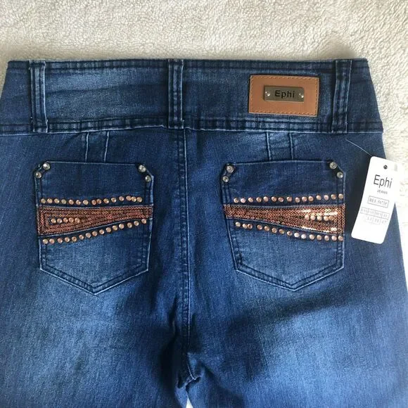 Ephi Jeans. Women's Butt Lifter Technology Embellished Jeans High Waist Sz 9 USA - Picture 4 of 12